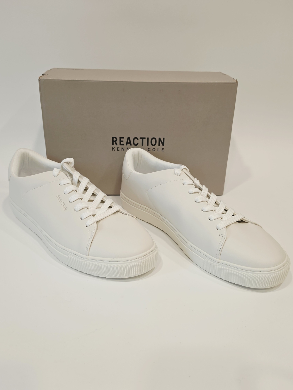 Reaction Kenneth Cole Javon Men's White Low-Top Leather Sneakers US Size 13